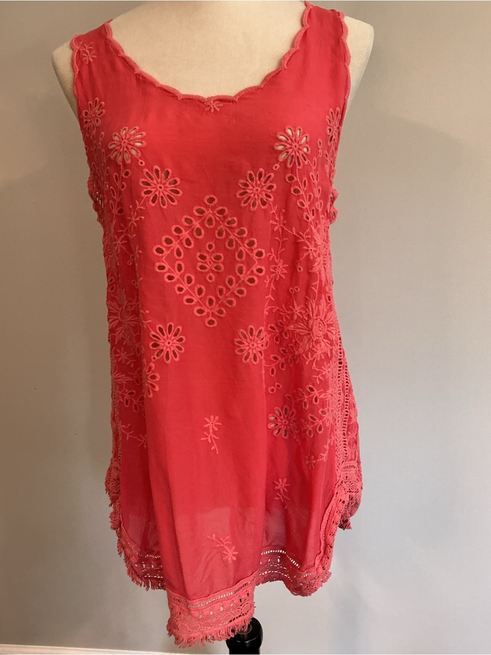 Johnny Was Calypso Coral Eyelet Embroidered Tank - Picture 9 of 10